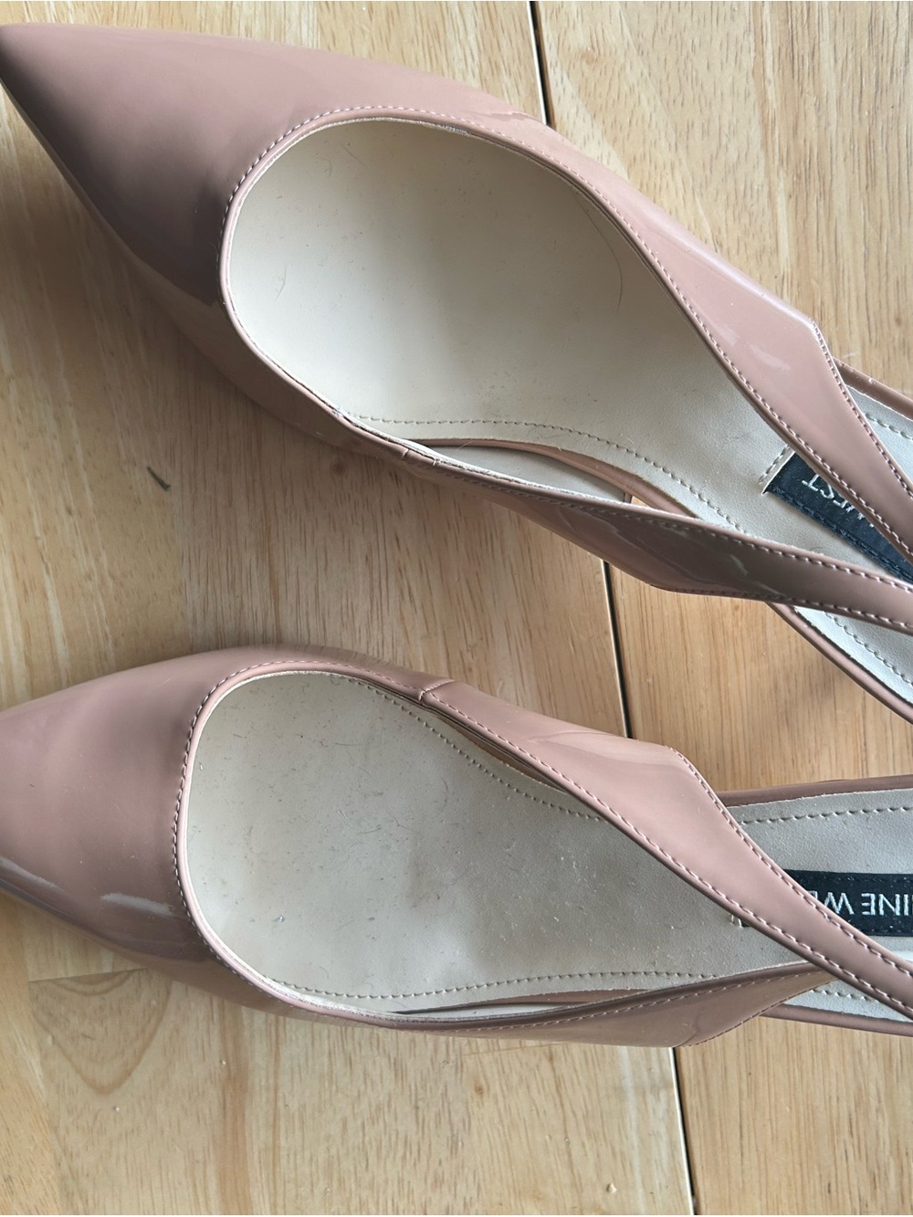 Nine West Patent Pointed Toe Slingback Pumps in Blush